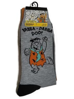 Flintstones 2 Pack Yabba Dabba Doo Mens Crew Socks Size 10–13 (Shoe Size 6-12)